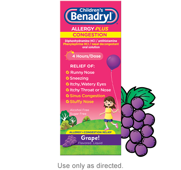 Children’s BENADRYL® Allergy Plus Congestion dosing